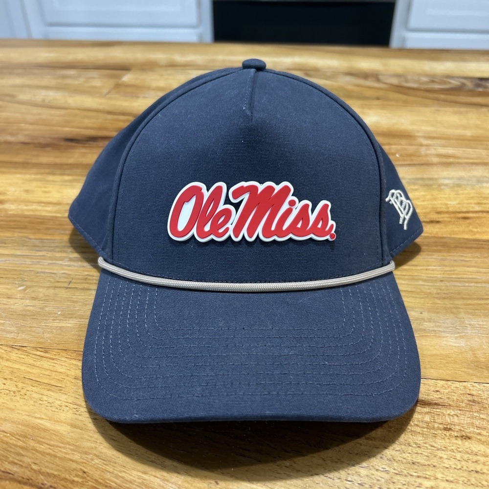 Ole Miss Rebels Canvas Hat Cap Snap Back One Size NCAA Football Branded Bills